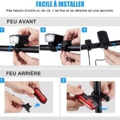Lampe vélo avant 2 en 1 avec klaxon 17