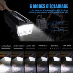 Lampe vélo avant 2 en 1 avec klaxon 8