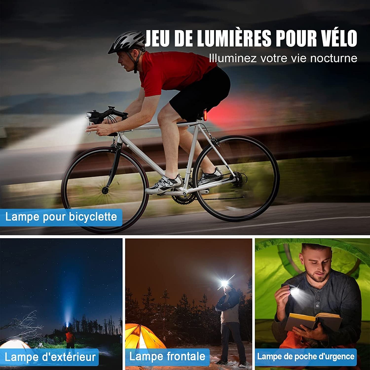 Lumière publicitaire pour vélo divers coloris