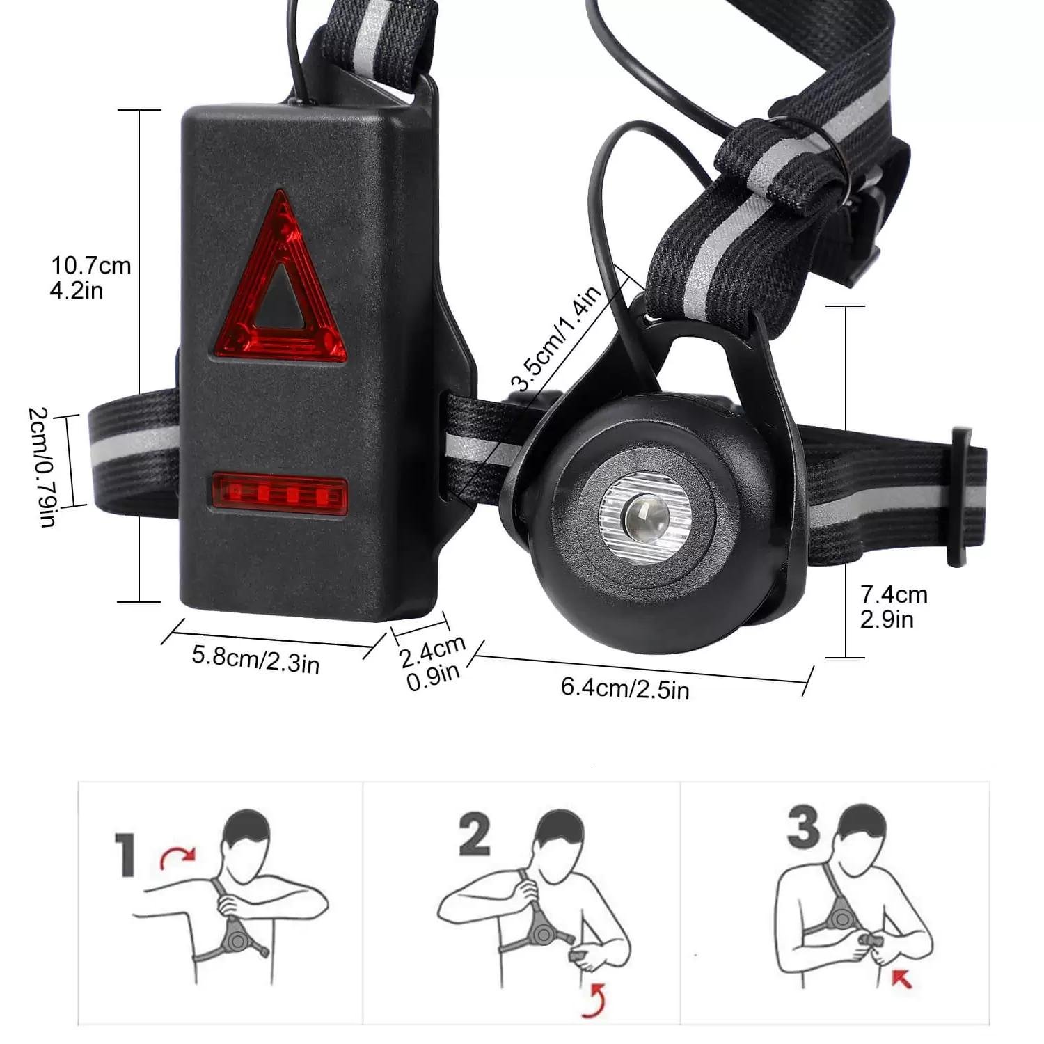 WEST Cycling-lampe de vélo, chargeur USB, lampe de poitrine, éclairage d'avertissement de sécurité, pour le cyclisme, Sport en plein air, LED