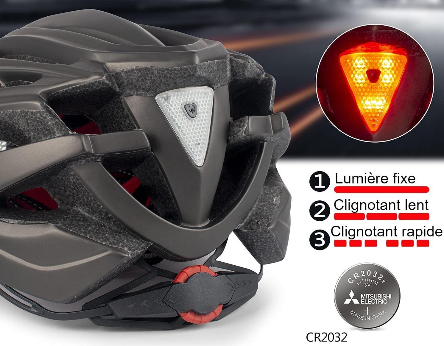 Casque Rechargeable Usb Casque Vélo LED Vbestlife - Éclairage Avant/arrière USB - Réglable Respirant - Sécurité Nuit Taille L Casque LED Sécurité