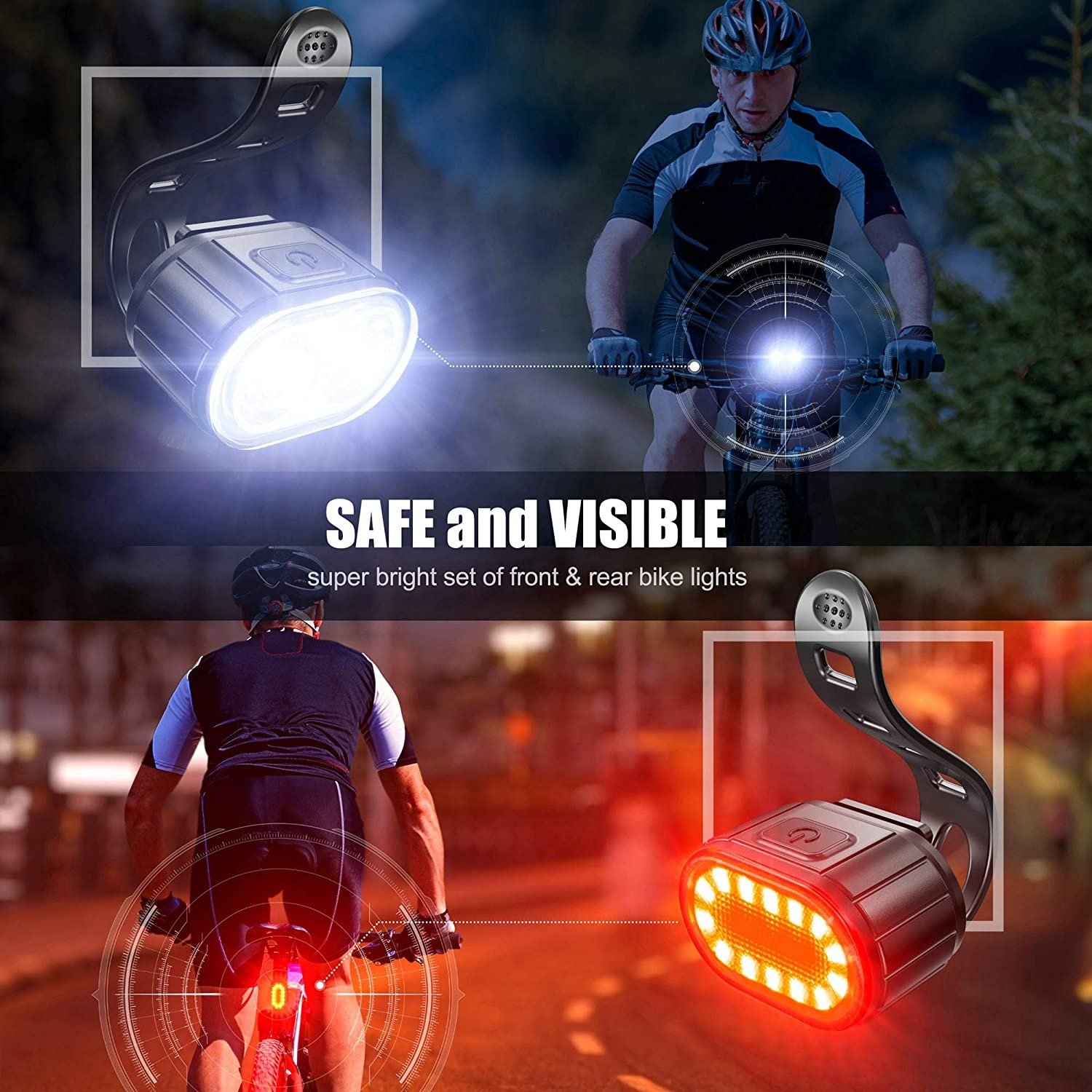 Kit éclairage vélo LED avant et arrière USB
