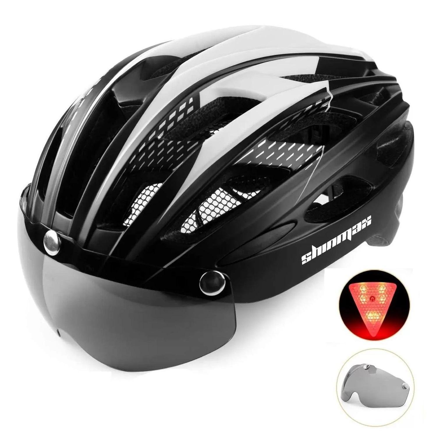 Casque De Vélo De Route En Une Pièce Avec Visière Magnétique Noir Et Blanc Jaune Fluorescent - Chine Casque Vélo Et Casque Vélo Adulte Prix