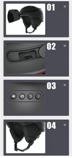 Casque connecté vélo ou trottinette visière avec caméra bluetooth et led