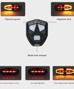 Feu arrière de vélo avec clignotants et télécommande sans fil