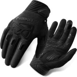 Gants de cyclisme noir avec protections TPR et paume rembourrée de 5 mm sur fond blanc