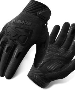 Gants de cyclisme noir avec protections TPR et paume rembourrée de 5 mm sur fond blanc
