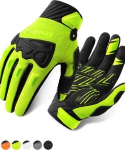 Gants de cyclisme vert avec protections TPR et paume rembourrée de 5 mm sur fond blanc