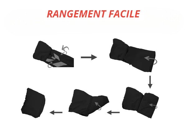 Guide étape par étape montrant comment plier le gilet de cyclisme dans sa propre poche arrière pour un rangement compact