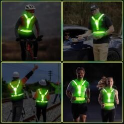 Présentation des modes flash lent, rapide et fixe du gilet de sécurité rechargeable par USB