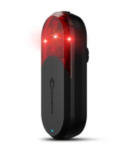 Feu arrière vélo radar avec détection jusqu’à 140 m, éclairage 220°, 7 modes, alerte freinage et connectivité ANT+ / Bluetooth. Autonomie 40 h, IP67, 64 g. Sécurité active jour et nuit pour vos sorties vélo.